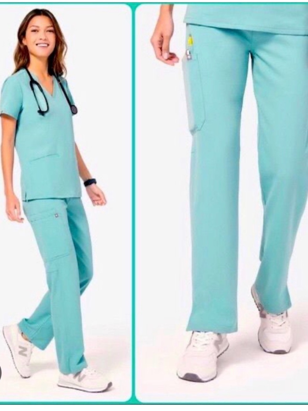 Figs Women's Kade Cargo XL scrub pants in Limited Edition Seaglass color.
